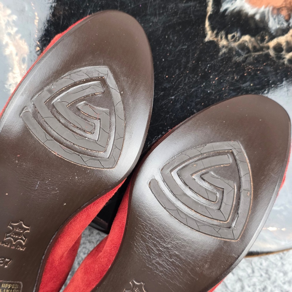 AGL Attilio Giusti Leombruni Ballet Flats Women 37 Red Suede Buckle Italy - Picture 6 of 11